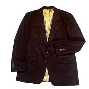 Joseph & Lyman Men's Brown Cashmere Sport Coat with Gold  Satin Lining